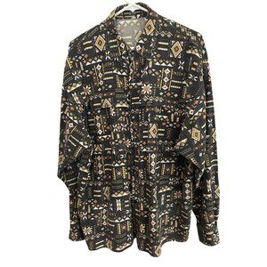 Vintage Guess By Georges Marciano Tribal Print Button-Up Shirt Size 3